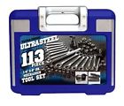 113-pc Ultra Steel Mechanics Tool Set Essentials Bits Wrenches And Sockets Diy