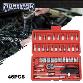 Mm0626 2014mmotor 46pcs Socket Set Car Repair Tool Ratchet Torque Wrench Kit 1/4 Inch Drive With Box
