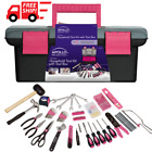 689270269852 Apollo Pink Tool Kit Box Chest Portable Womens
