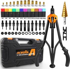 Acrotol 974831040273 Rivet Nut Tool 16 Inch Rivnut Kit With 12pcs Metric And Sae Mandrels Auto Re