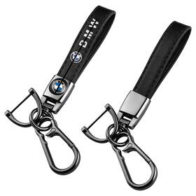 Aibeisi 726374197077 Genuine Leather Car Keychain Black Key Chain For Ring Accessories Men