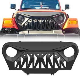 Allinoneparts 610825911438 Front Shark Grille Compatible With Jeep Wrangler Rubicon Sahara Sport Tj 1997