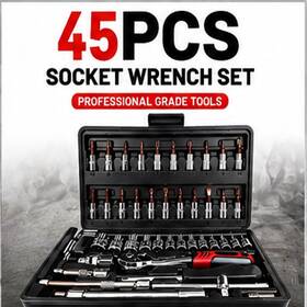 Alloet 168764543673 45pcs Socket Wrench Set Ratchet Tool Kit Car Repair Mechanics Portable Case