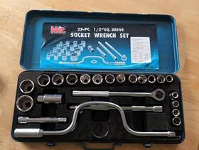 404-t-25 Alltrade Mit 1/2 Inch Sq Drive 24 Piece Socket Set Great Shape Vintage - With Metal Case Read
