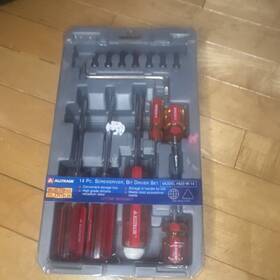 6522-w-14 Alltrade 14 Pc Screwdriver Bit Driver Hex Key Set Chrome Tray Case