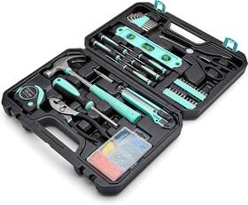 Ltk002 Amazon Basics 445001972933 Sturdy 142 Piece Household Tool Kit With Storage Case Turquoise
