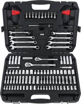 Amazon Basics 445048245267 Mechanics 145-piece Tool Kit And Socket Set With Storage Case An