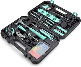 Ltk002 Amazon Basics 820909681762 Household Tool Kit With 13.39 X 9.25 2.95 Inch Turquoise