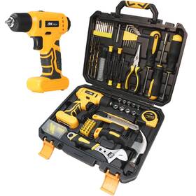 Anxtech 774501947378 Tool Kit Set-154 Piece With 8v Cordless Drill Household Hand For Men Wo