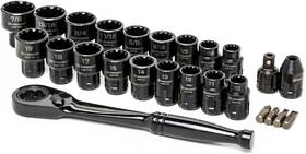 Apex Tool Group 705353414299 Crescent 25 Piece 3/8 Inch Drive Pass-thru X6 Standard Spline Mechanics Set - C