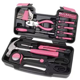 Apollo 313095084016 Toolbox Chic 39-piece Pink Essentials For First Homes Crafters And Diy Newbies