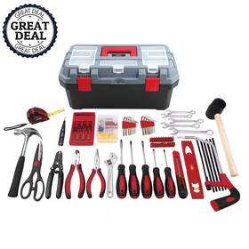 Apollo 445044124122 Household Tool Kit 16.5 Inch Box Red High-grade Steel Multi-compartment 170 Pcs