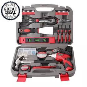 Apollo 744110081404 135-pcs Home Tool Kit Durable Carrying Case Adjustable Wrench Screwdriving Bits