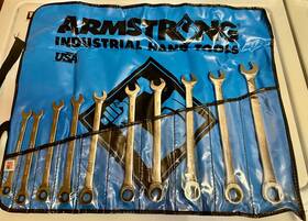 52-xxx Armstrong Industrial Hand Tools 10-piece Ratcheting And Open End Metric Wrenches