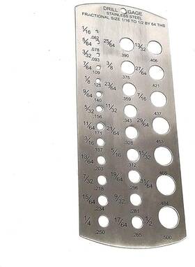 Assorts 099048845821 Diy Hand Tool Drill Gauge Stainless Steel Measures 1/16 Inch To 1/2 In 64ths