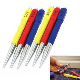 Atb 795735334300 6 Assorted Nail Pin Punch Set Hardened Steel Precision Center Color Coded Tool
