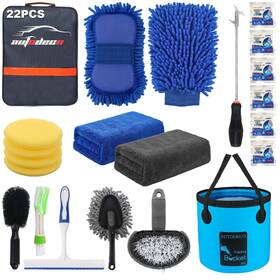 Autodeco Xya002-wash 22pcs Car Wash Cleaning Tools Kit Detailing Set With Blue Canvas Bag Coll