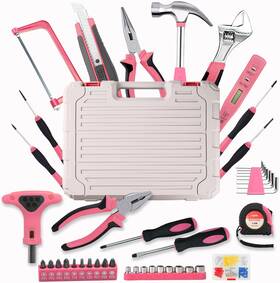 Banngo 445029091029 103piece Pink Tool Set Household Diy Box For Women With Storage Case Home