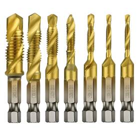 M3-m10 Baytory 679264360603 7pcs Titanium Combination Thread Drill And Tap Set Metric Hss Screw T