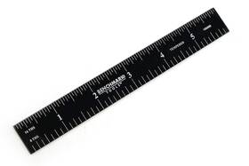 106609 Benchmark Tools 6 Inch Rigid Woodworking Ruler Black Chrome Finish 1/8th And 1/16th Grads