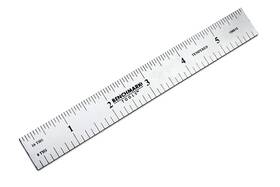 106610 Benchmark Tools 6 Inch Rigid Woodworking Ruler Satin Chrome Finish 1/8th And 1/16th Grads