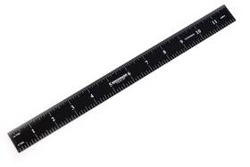 106613 Benchmark Tools 12 Inch Rigid Woodworking Ruler Black Chrome Finish 1/8th And 1/16th Grads