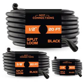 Lm-bk-14 Best Connections Lm-bk-14/38/12-20 3-pack 1/4 Inch 3/8 1/2 X 20 Ft Each Assorted Split Wire Loom Flex-guard Co