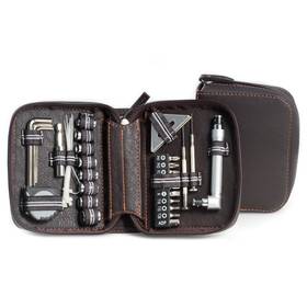 Bb408 Bey Berk Silver Steel 42-piece Tool Set With Brown Leatherette Case