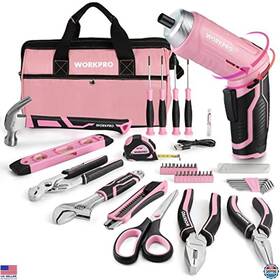 B09t2j1q1l Black & Decker 53-piece Pink Tool Set With Cordless Screwdriver And 13ftft Portable Bag For Diy