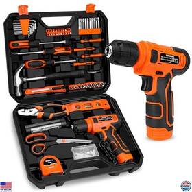 B0f18cwwp3 Black & Decker 139-piece Tool Set With 8v Cordless Drill And Storage Case For Home Repairs