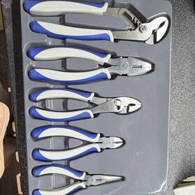 Emwf100 Blue-point 5-piece Pliers Set Slip Joint Diagonal Long Nose Blue/white