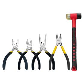 Boosden 786562944012 5piece Pliers Set Including 25mm Rubber Mallet 5 Inch Wire Cutters Needle Nose Pl