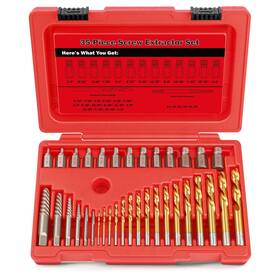 6542 Bornpye 768383101034 35-pieces Screw Extractor Set 37# Cr-mo And 6542# Left Hand Reverse Drill Bit