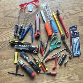 T119b03 Bosch Piasa Mixed Lot Of Tools With Screwdrivers Pliers Scissors Drill Bits And More Excellent