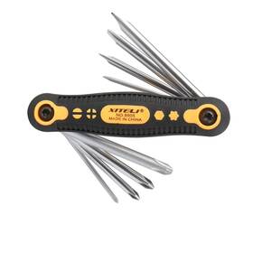 Cp-tc0091a Boxonly Multifunctional Screwdriver Folding Set Household Cross Suit Black Yellow 8 Pcs