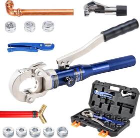 Branded 744110885699 Hydraulic Copper Pipe Tube Fittings Crimping Tool With 1/2 Inch 3/4 And 1 Dies For