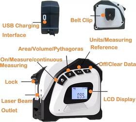 100-cs-122 Buyohlic International 2-in-1 Laser Tape Measure 131ft Rechargeable Measurement Tool And 16ft