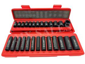 Aisdcvb133m Cal-hawk 26pc 3/8 Inch Drive Shallow And Deep Impact Socket Set Metric 6 Point Sockets With Case