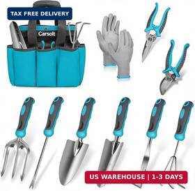 Carsolt Hd-j-0113 Gardening Tools 10 Piece Heavy Duty Stainless Steel Garden Set Wi