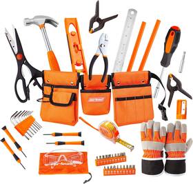 Cartman 445035127132 48 Piece Tool Set With Belt Waist 22-28 Inches Real Tools And Acces