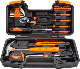 Cartman 445048517593 39 Piece Tool Set General Household Hand Kit With Plastic Toolbox Storag
