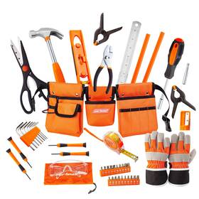 2228 Cartman 943536316280 48 Piece Junior Tool Set With Belt Waist Inches Real Tools And Accessori
