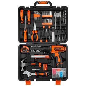 Cartman 943536322724 198 Piece Power Tool Combo Kits With 12v Cordless Drill Professional Househo