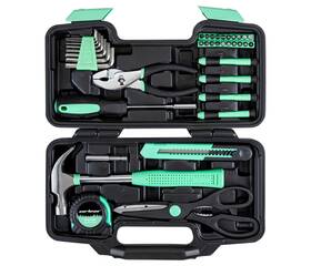 Cartman 943536326104 39-piece Home Tool Set With Storage Case Essential Hand Tools Green