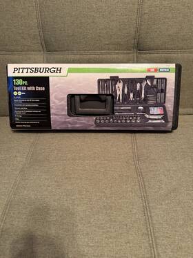 Case 792363642637 Pittsburgh Tools 130 Pc Tool Kit With 1/4 Inch 3/8 Drive Sae Metric Brand New