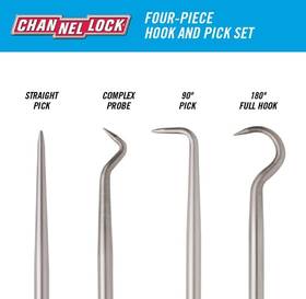 Hp-4h Channellock 4 Piece Precision Hook And Pick Set High Performance Alloy-usa