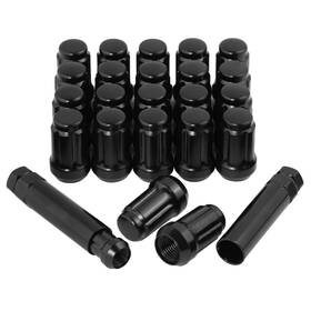 Cwlm012 Chnewauto 1/2-20 Acorn Lug Nuts 1/2x20 Set Of 23 Pcs 6 Spline Black 1.38 Inch Long Closed E