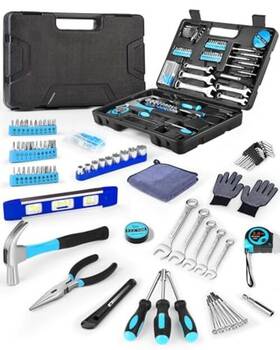 Cojosqc 762744852979 Essential Mans Small Tool Box Kit For House New Home Toolbox - Blue