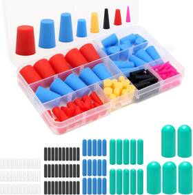 Coldairsoap 744759830319 110 90 Piece Silicone Rubber Plug And Cap Set - 1/16 Inch To 3/4 Range For Powder