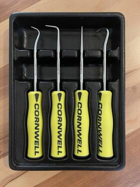 Ctg4mdsy Cornwell Tools - 4 Piece Medium Duty Hook And Pick Set Yellow
